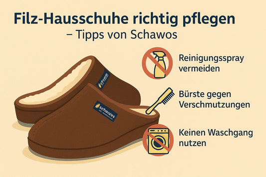 Filz Hausschuhe sind einfach zu pflegen mit folgenden Maßnahmen