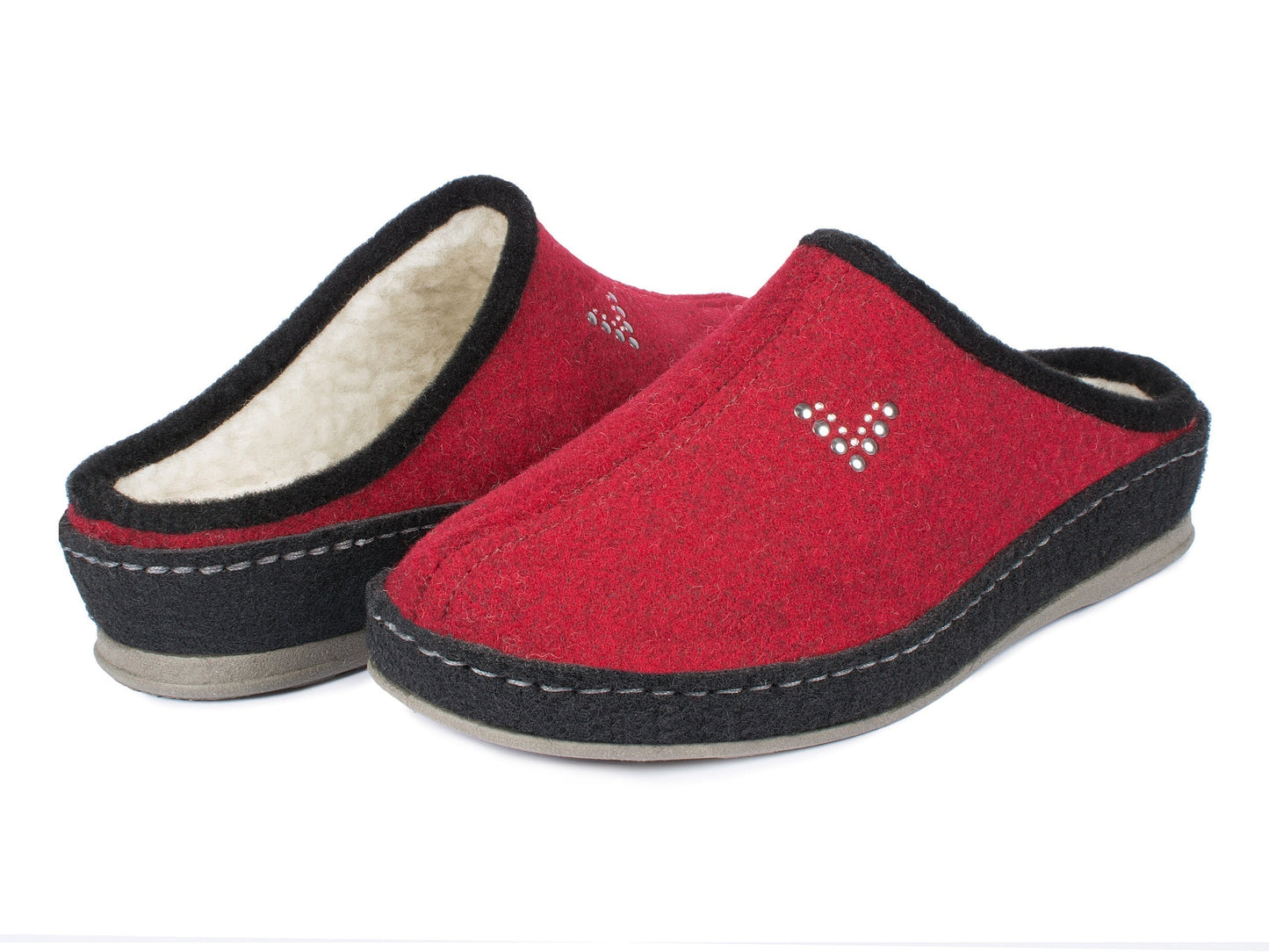 Schawos Damen Filz Hausschuh Lisa, warm gefüttert