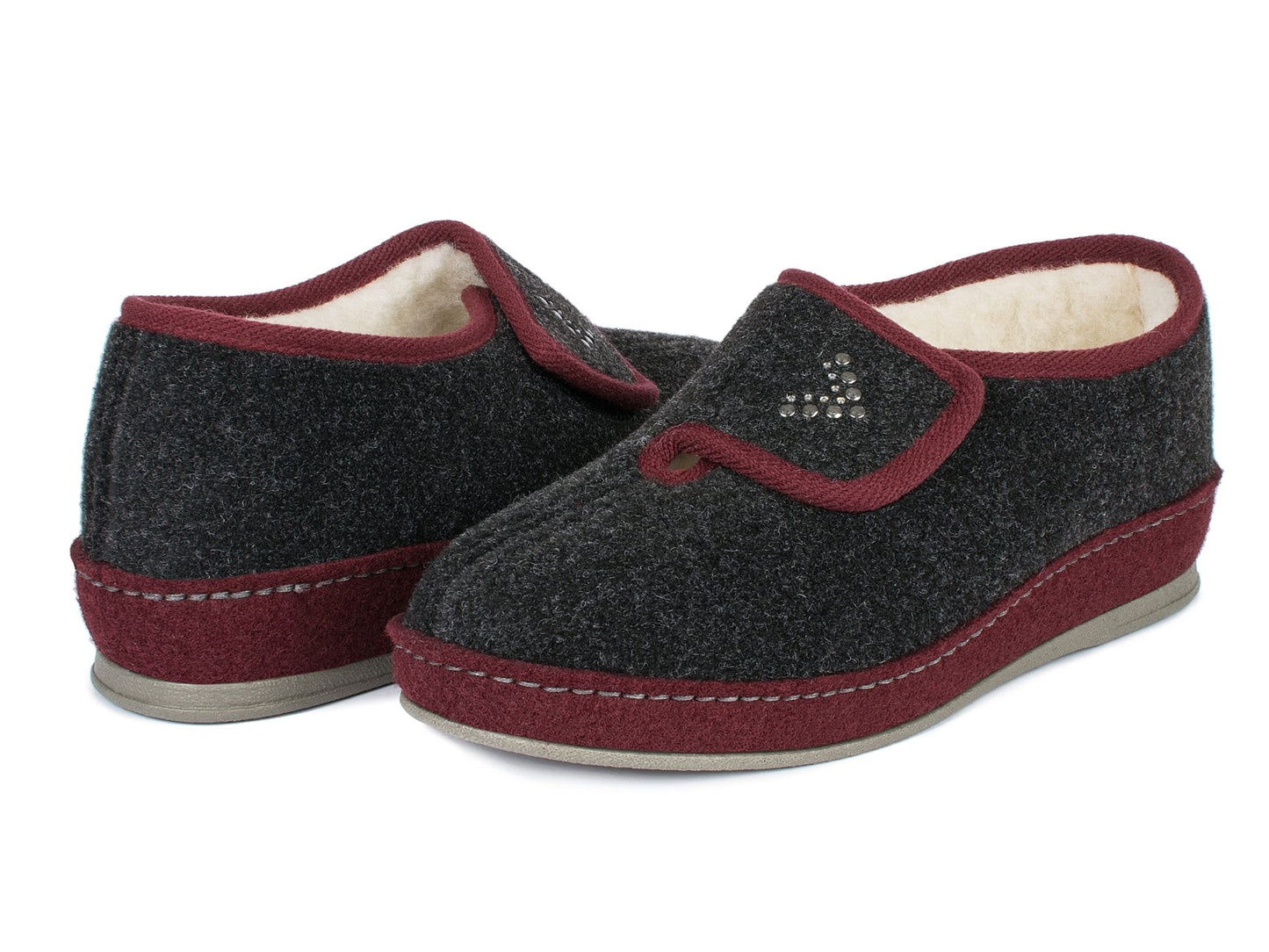 Schawos Damen Filz Hausschuh Johanna, warm gefüttert - schawos - shop.de
