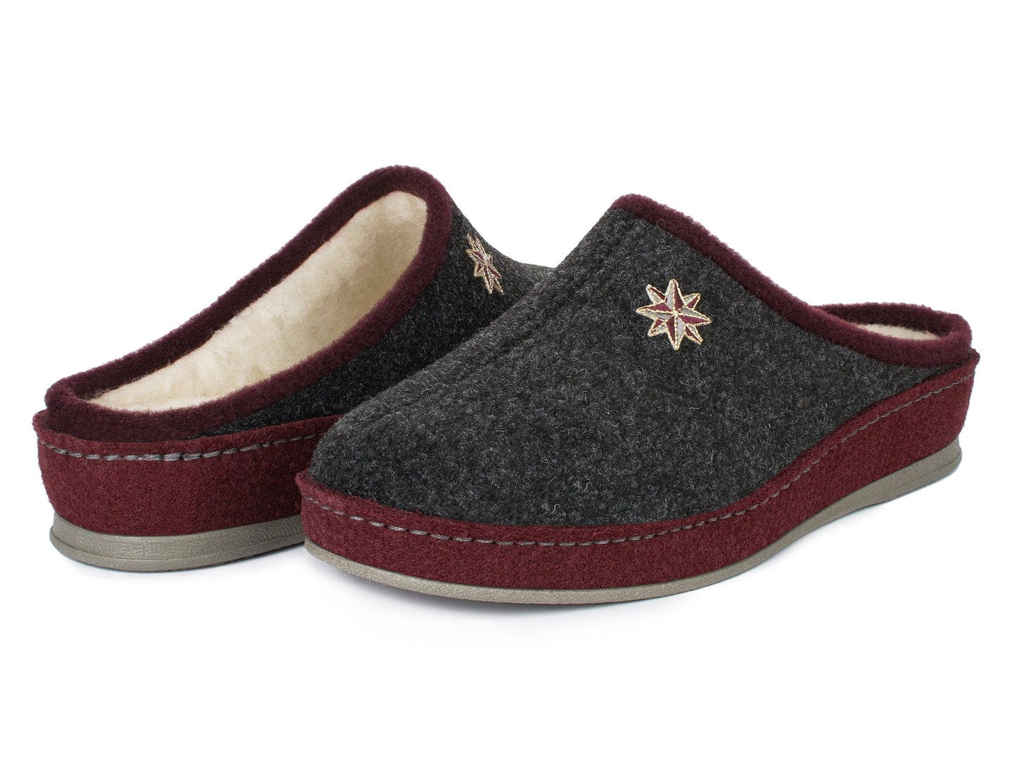 Schawos Damen Filz Hausschuh Lisa, warm gefüttert - schawos - shop.de